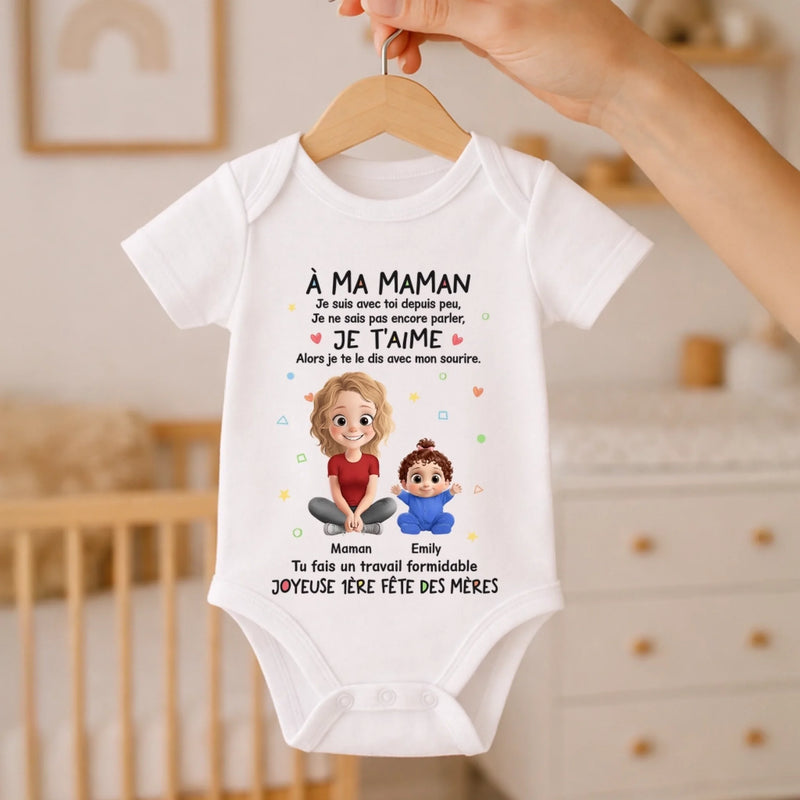 Body Bébé Personnalisé – Cadeau Pour La Première Fête Des Mères - Je Ne Sais Pas Encore Parler