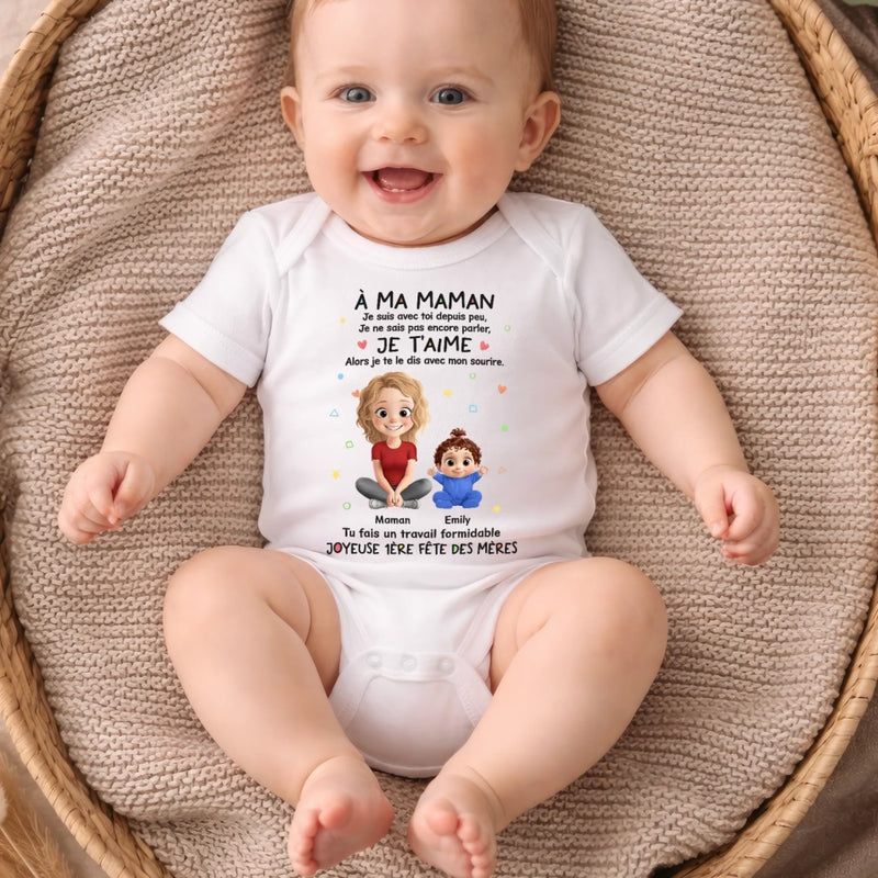 Body Bébé Personnalisé – Cadeau Pour La Première Fête Des Mères - Je Ne Sais Pas Encore Parler