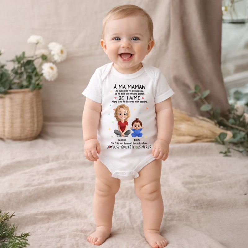 Body Bébé Personnalisé – Cadeau Pour La Première Fête Des Mères - Je Ne Sais Pas Encore Parler