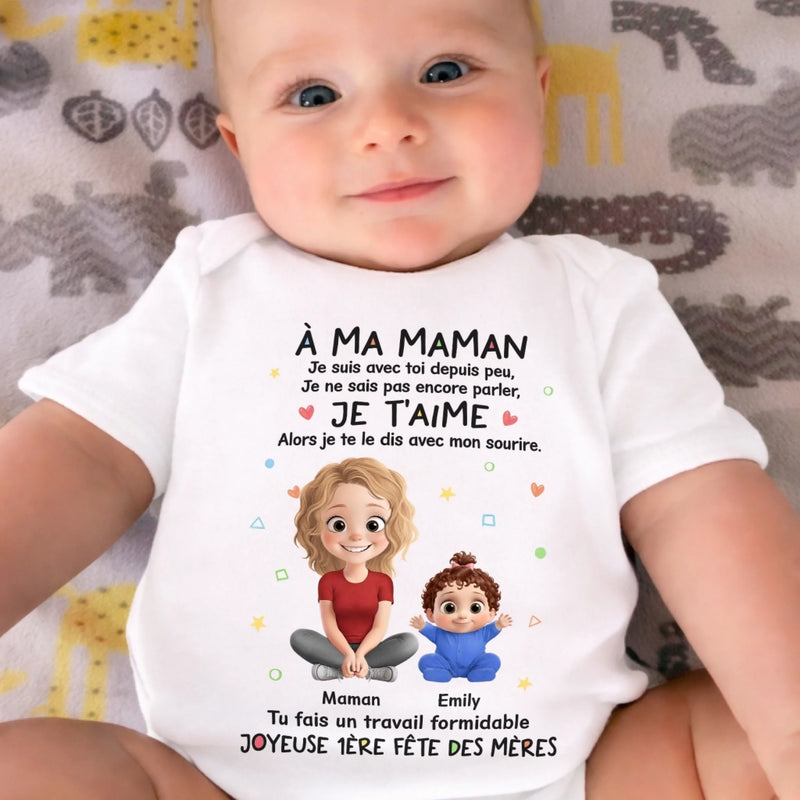 Body Bébé Personnalisé – Cadeau Pour La Première Fête Des Mères - Je Ne Sais Pas Encore Parler