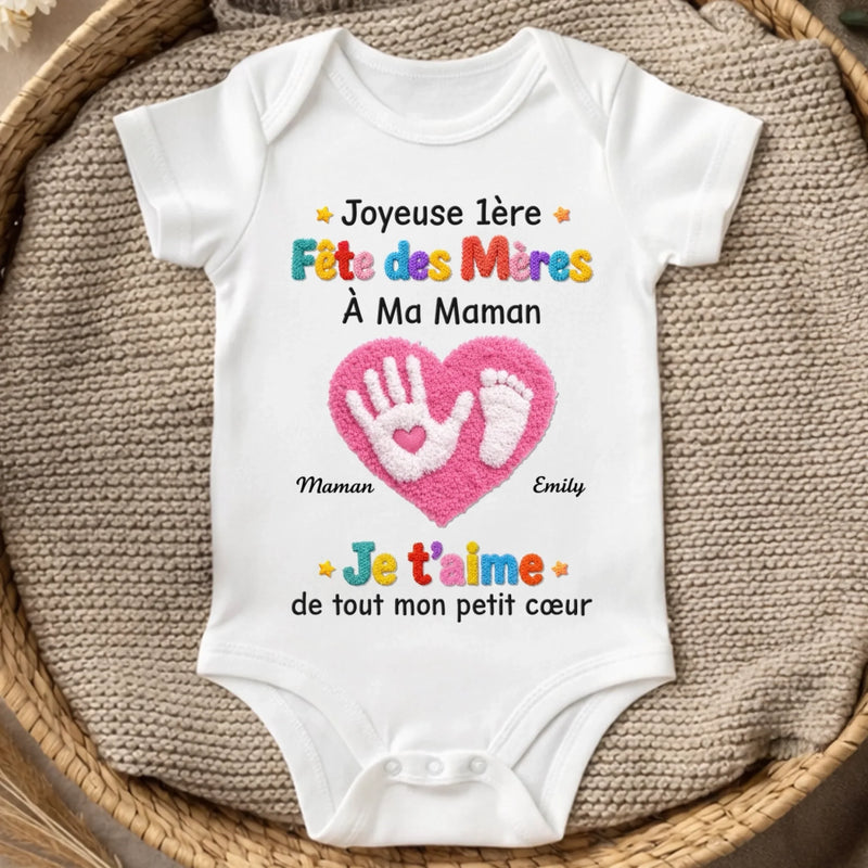 Body Bébé Personnalisé – Cadeau Pour La Première Fête Des Mères - Je T'aime De Tout Mon Petit Cœur