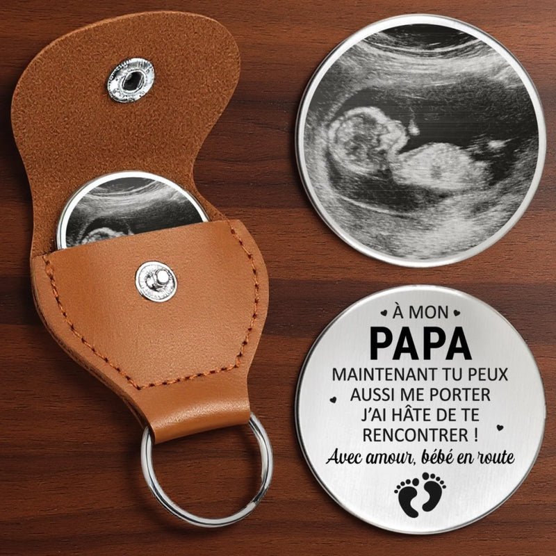 Porte-Bonheur De Poche Personnalisé avec Photo – Cadeau Pour La Première Fête Des Pères – J’ai Hâte De Te Rencontrer