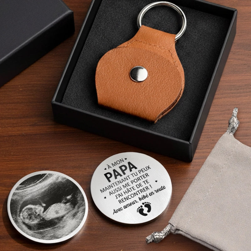 Porte-Bonheur De Poche Personnalisé avec Photo – Cadeau Pour La Première Fête Des Pères – J’ai Hâte De Te Rencontrer