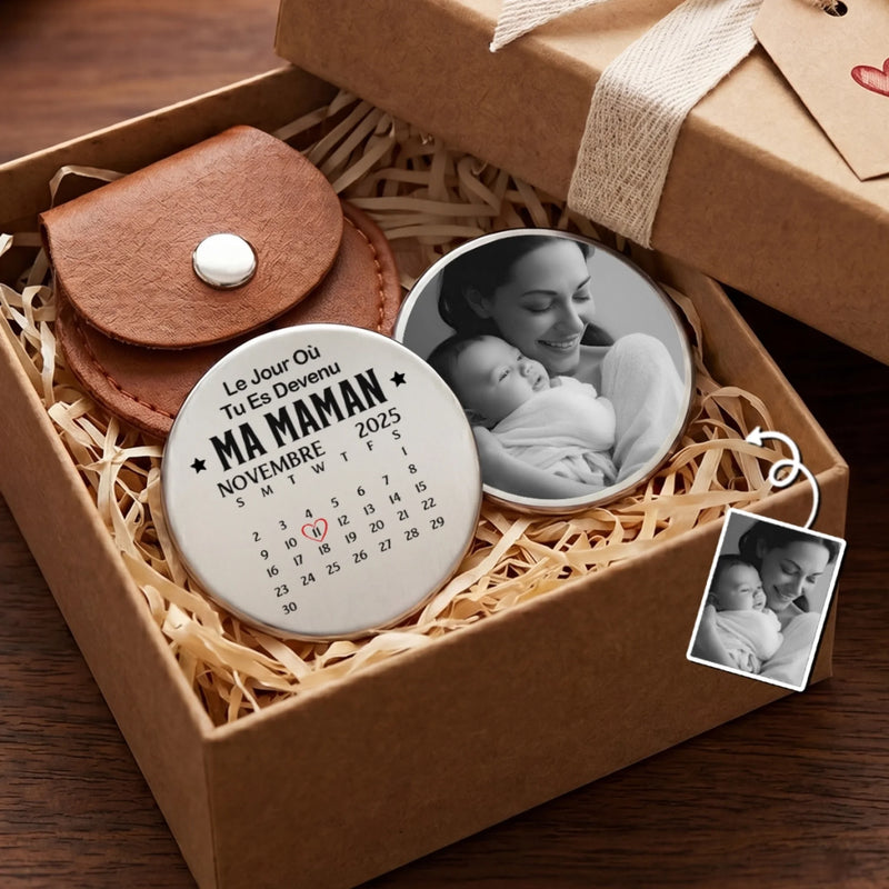 Porte-Bonheur De Poche Personnalisé avec Photo – Cadeau Pour La Première Fête Des Mères – Le Jour Où Tu Es Devenu Maman