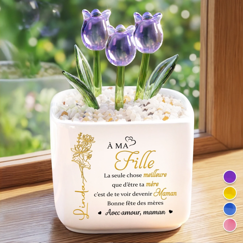 Tulipes Éternelles en Verre Personnalisées – Cadeau pour Fille – La Propre Famille de Sa Fille