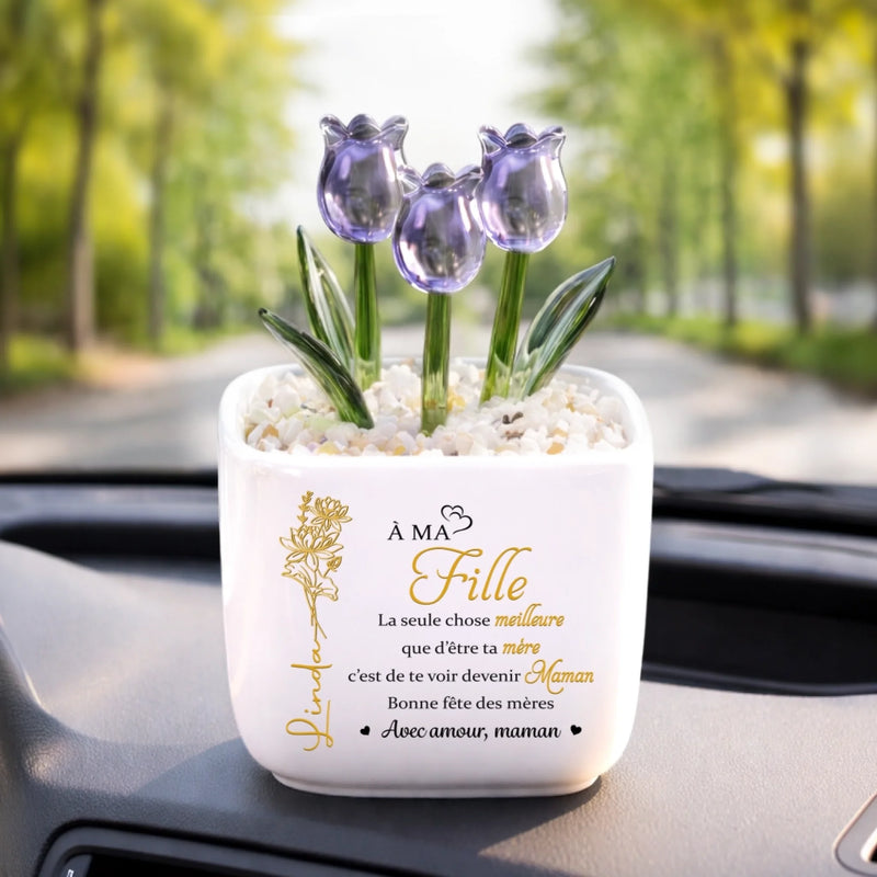 Tulipes Éternelles en Verre Personnalisées – Cadeau pour Fille – La Propre Famille de Sa Fille