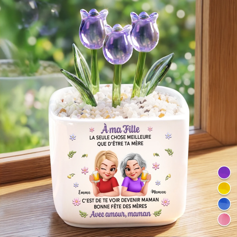 Tulipes Éternelles en Verre Personnalisées – Cadeau Pour Fille – Mon Enfant a Fêté Sa Première Fête des Mères