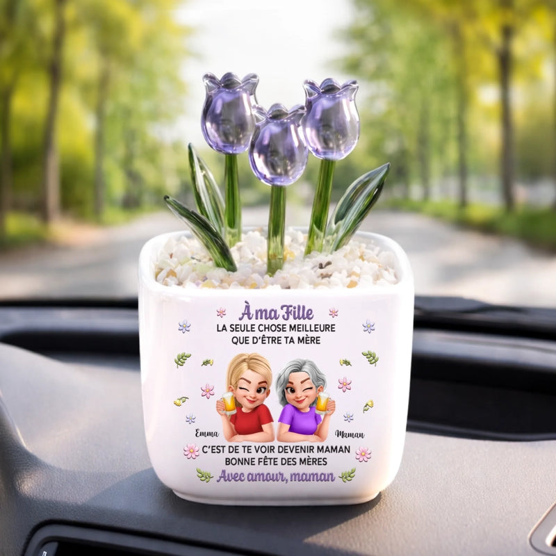 Tulipes Éternelles en Verre Personnalisées – Cadeau Pour Fille – Mon Enfant a Fêté Sa Première Fête des Mères