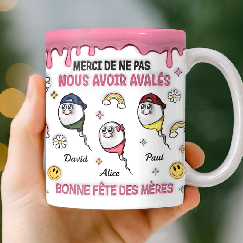 Mug Personnalisé À Effet Imprimé 3D Gonflé –  Cadeau Fête des Mères – Cadeau Humoristiques pour Maman – Le sourire De Maman