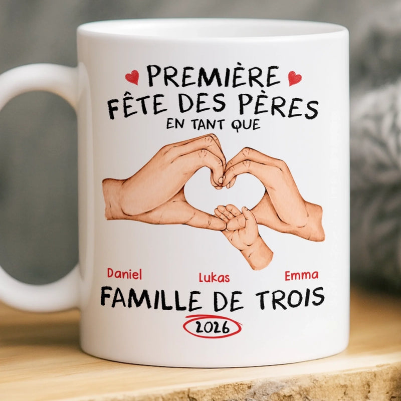 Mug Personnalisé À Effet Imprimé 3D Gonflé –  Cadeau Fête des Pères – En Forme De Cœur