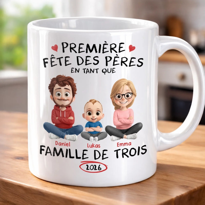 Mug Personnalisé À Effet Imprimé 3D Gonflé –  Cadeau Fête des Pères – Notre Famille