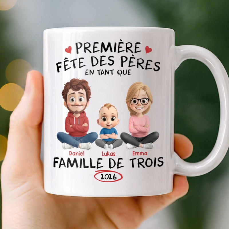 Mug Personnalisé À Effet Imprimé 3D Gonflé –  Cadeau Fête des Pères – Notre Famille