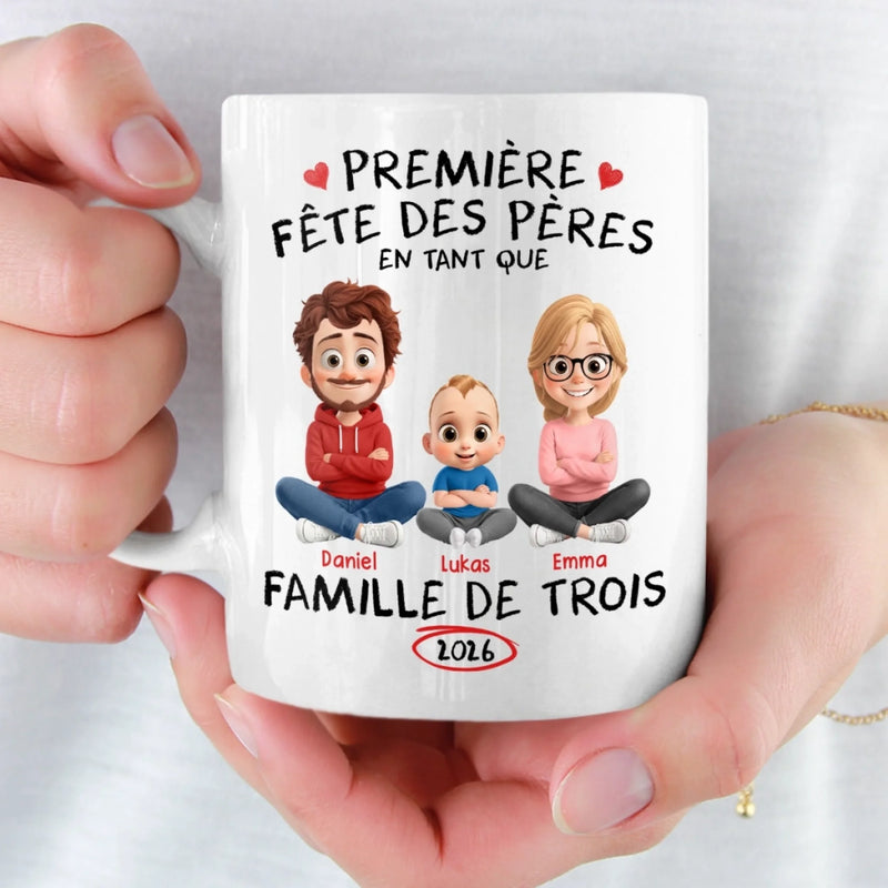 Mug Personnalisé À Effet Imprimé 3D Gonflé –  Cadeau Fête des Pères – Notre Famille