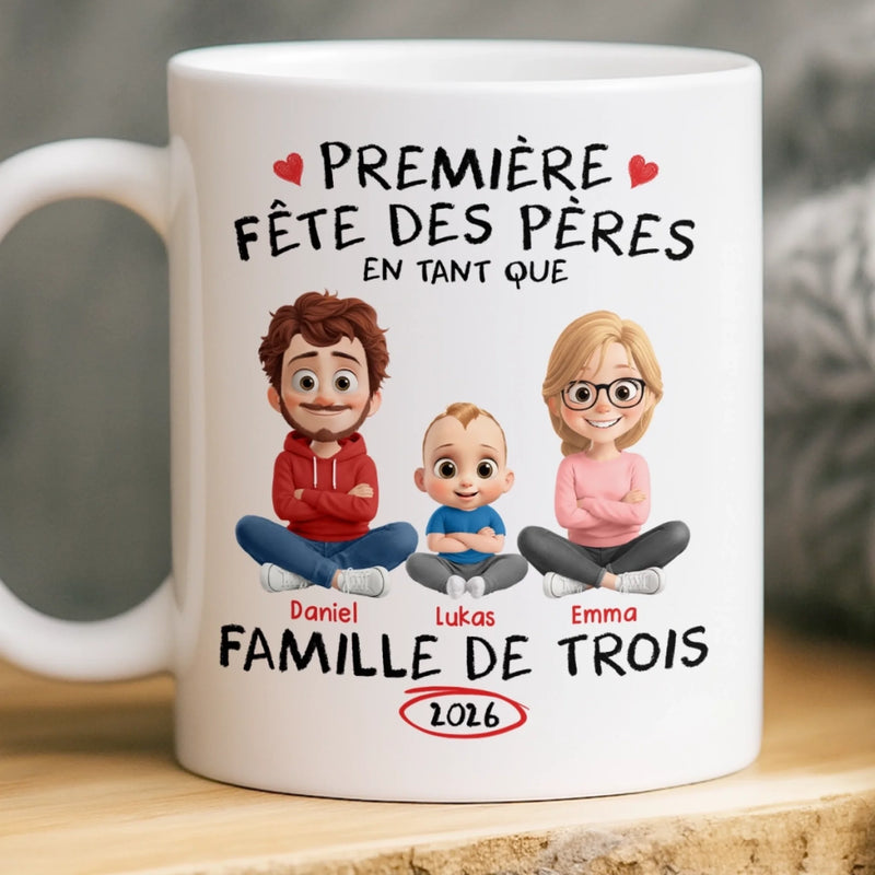Mug Personnalisé À Effet Imprimé 3D Gonflé –  Cadeau Fête des Pères – Notre Famille