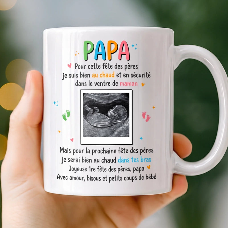 Mug Personnalisé avec Photo –  Cadeau Fête des Pères pour Papa – Je Suis Bien Au Chaud