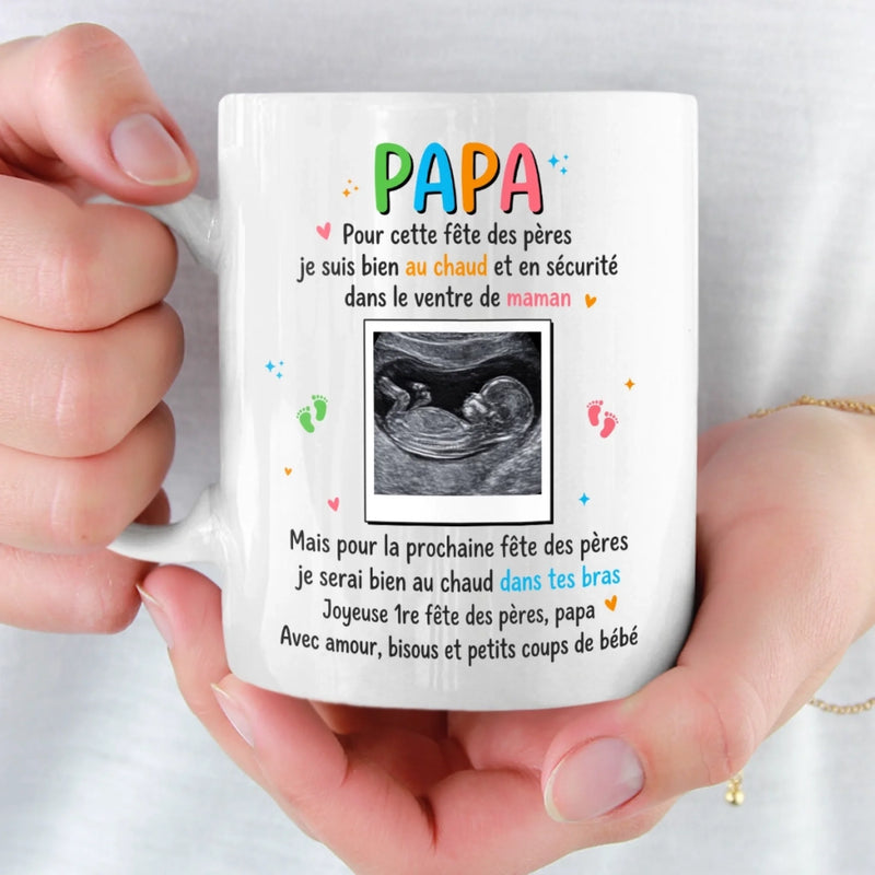 Mug Personnalisé avec Photo –  Cadeau Fête des Pères pour Papa – Je Suis Bien Au Chaud