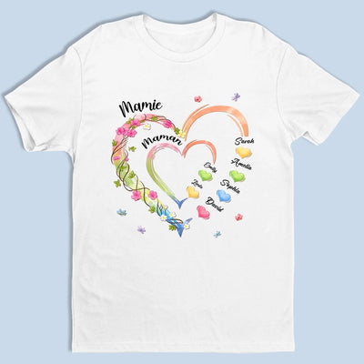 T-Shirt Unisexe Personnalisé – Cadeau Pour Mamie - Cœur Aimant Avec Mamie