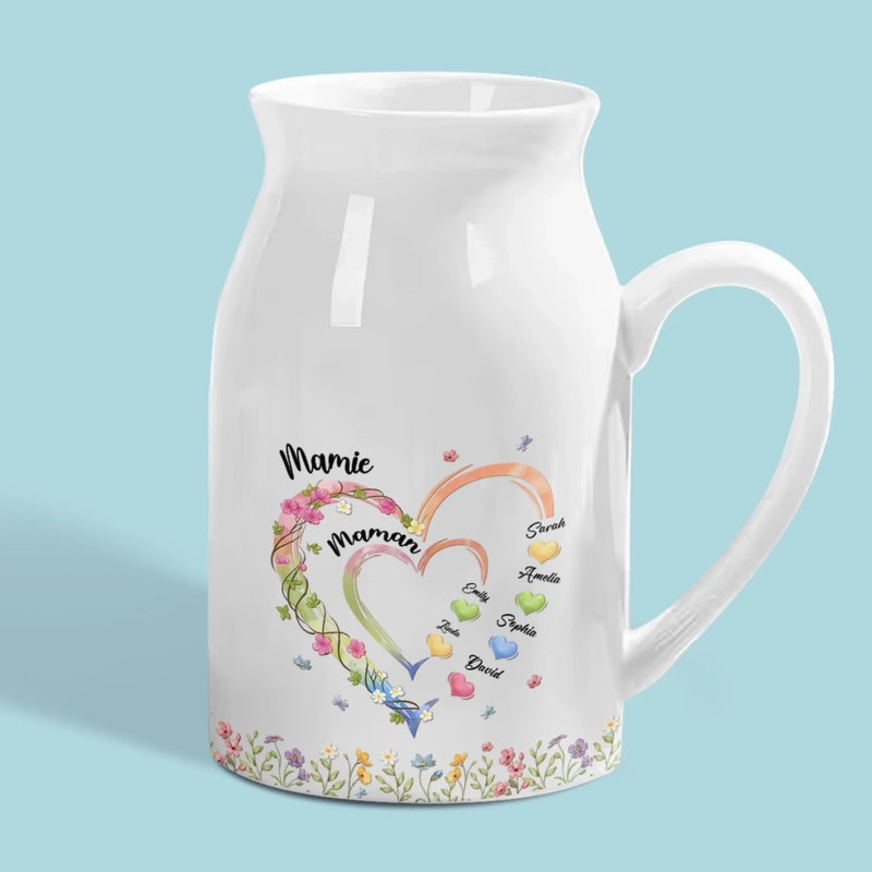 Vase À Fleurs Personnalisée – Cadeau Pour Maman, Mamie – Comme Des Fleurs, Nous Grandissons