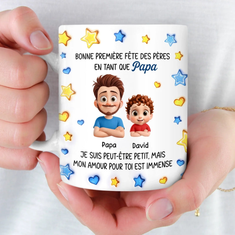 Mug Personnalisé À Effet Imprimé 3D Gonflé –  Cadeau Fête des Pères – Mon Amour Pour Toi Est Immense