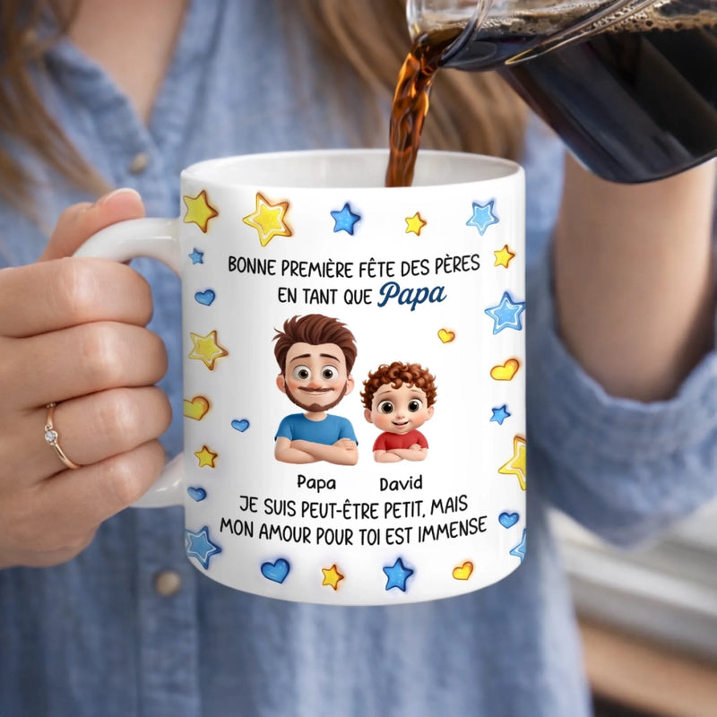 Mug Personnalisé À Effet Imprimé 3D Gonflé –  Cadeau Fête des Pères – Mon Amour Pour Toi Est Immense