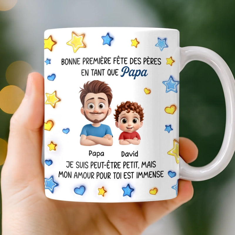 Mug Personnalisé À Effet Imprimé 3D Gonflé –  Cadeau Fête des Pères – Mon Amour Pour Toi Est Immense