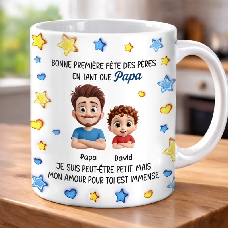 Mug Personnalisé À Effet Imprimé 3D Gonflé –  Cadeau Fête des Pères – Mon Amour Pour Toi Est Immense