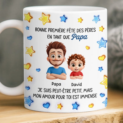 Mug Personnalisé À Effet Imprimé 3D Gonflé –  Cadeau Fête des Pères – Mon Amour Pour Toi Est Immense