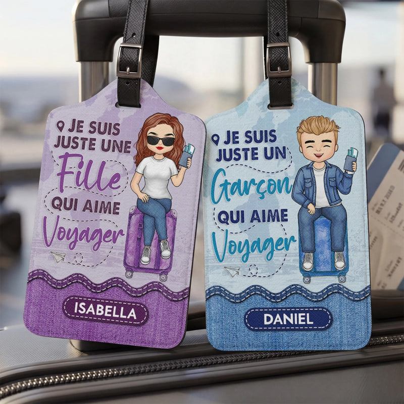 Étiquette De Bagage Personnalisée – Cadeau Pour Soi-Même – Fille qui aime voyager