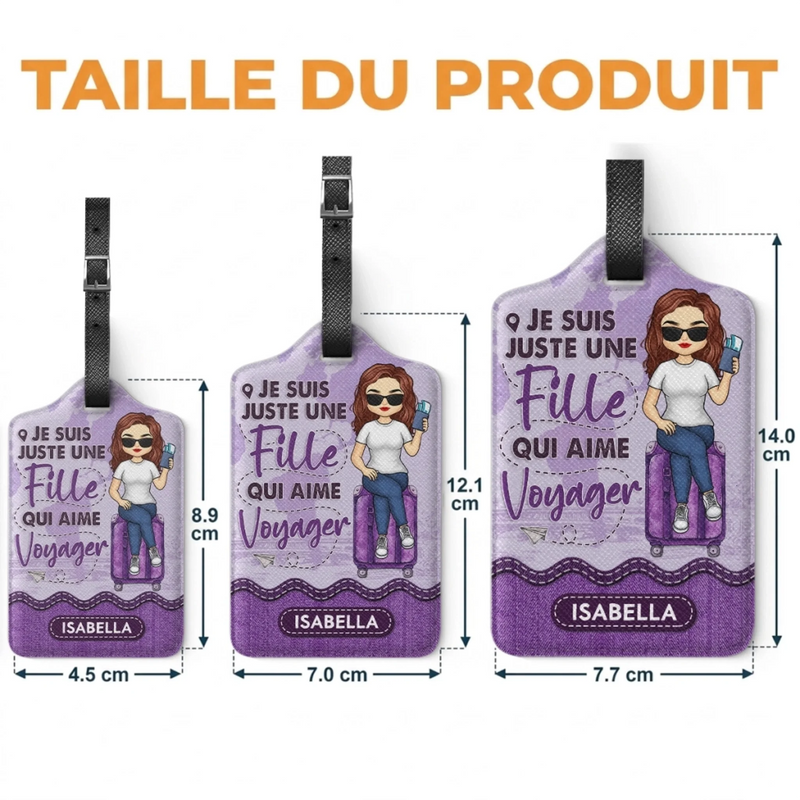 Étiquette De Bagage Personnalisée – Cadeau Pour Soi-Même – Fille qui aime voyager