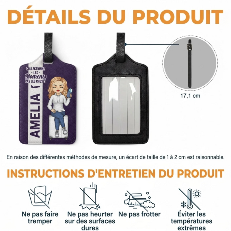 Étiquette De Bagage Personnalisée – Cadeau Pour Soi-Même – Collectionne les moments