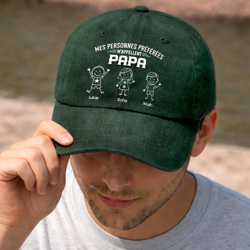 Casquette de baseball en jean délavé personnalisée – Cadeau pour Grand-Père – Ma personne préférée