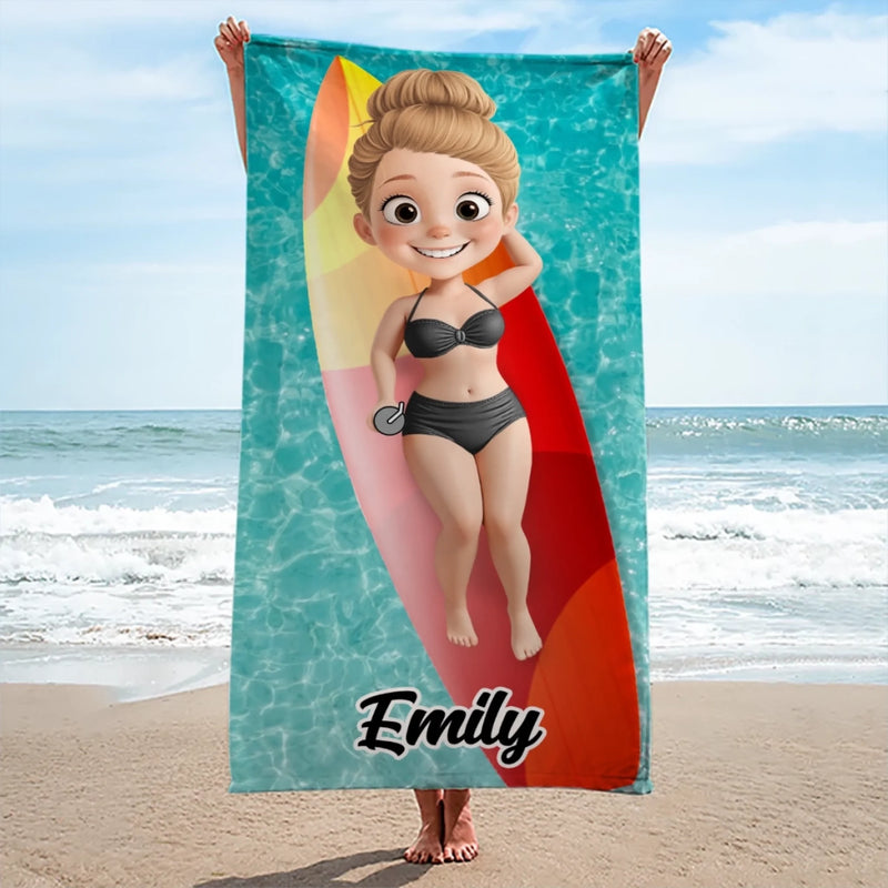 Serviette de Plage Personnalisée – Cadeau pour Famille et Amis – Un été, un prénom