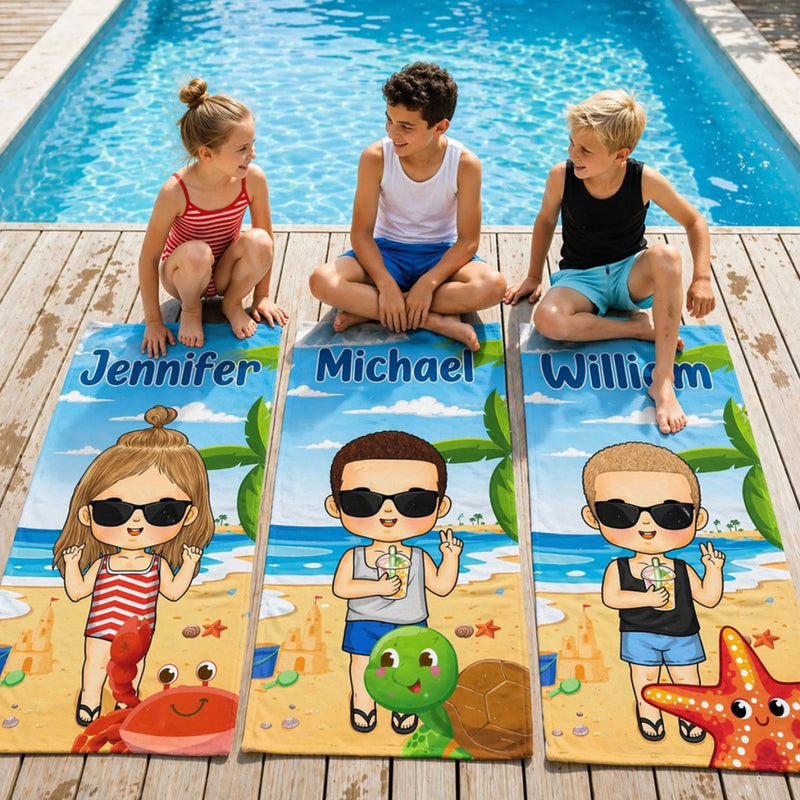 Serviette de Plage Personnalisée – Cadeau pour Enfants – Le bonheur d’été
