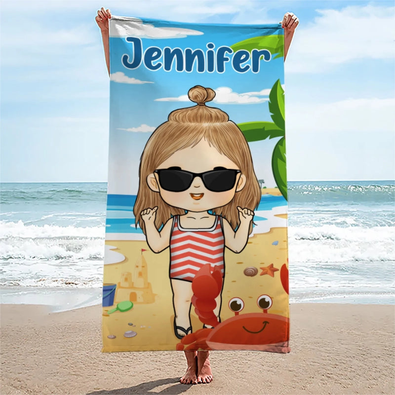 Serviette de Plage Personnalisée – Cadeau pour Enfants – Le bonheur d’été