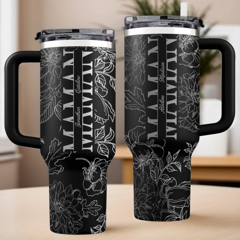 Tumbler Gravé Personnalisé 40oz – Cadeau Pour Maman, Mamie – L’amour Commence avec Elle