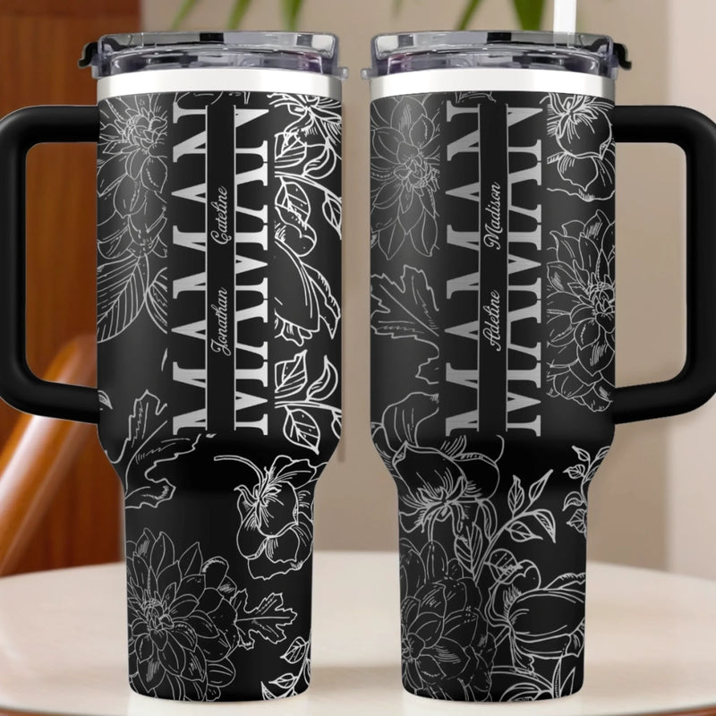 Tumbler Gravé Personnalisé 40oz – Cadeau Pour Maman, Mamie – L’amour Commence avec Elle