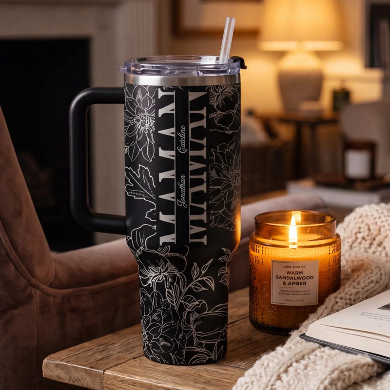 Tumbler Gravé Personnalisé 40oz – Cadeau Pour Maman, Mamie – L’amour Commence avec Elle