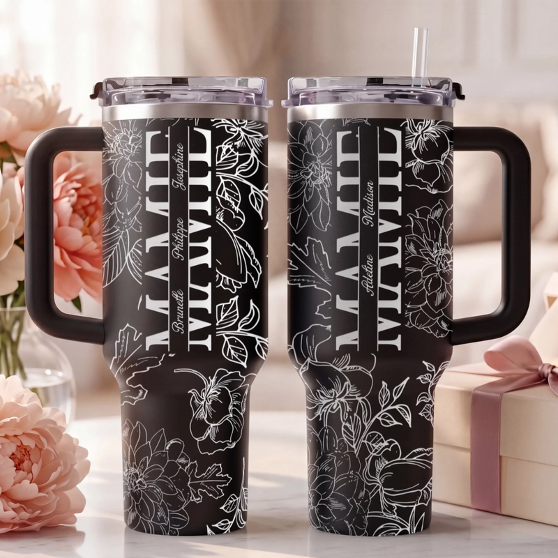 Tumbler Gravé Personnalisé 40oz – Cadeau Pour Maman, Mamie – L’amour Commence avec Elle
