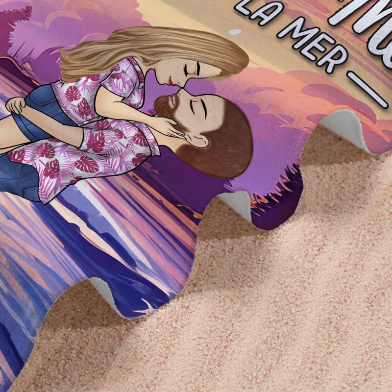 Serviette de Plage Personnalisée – Cadeau pour Couple – Toi & Moi Et La Mer