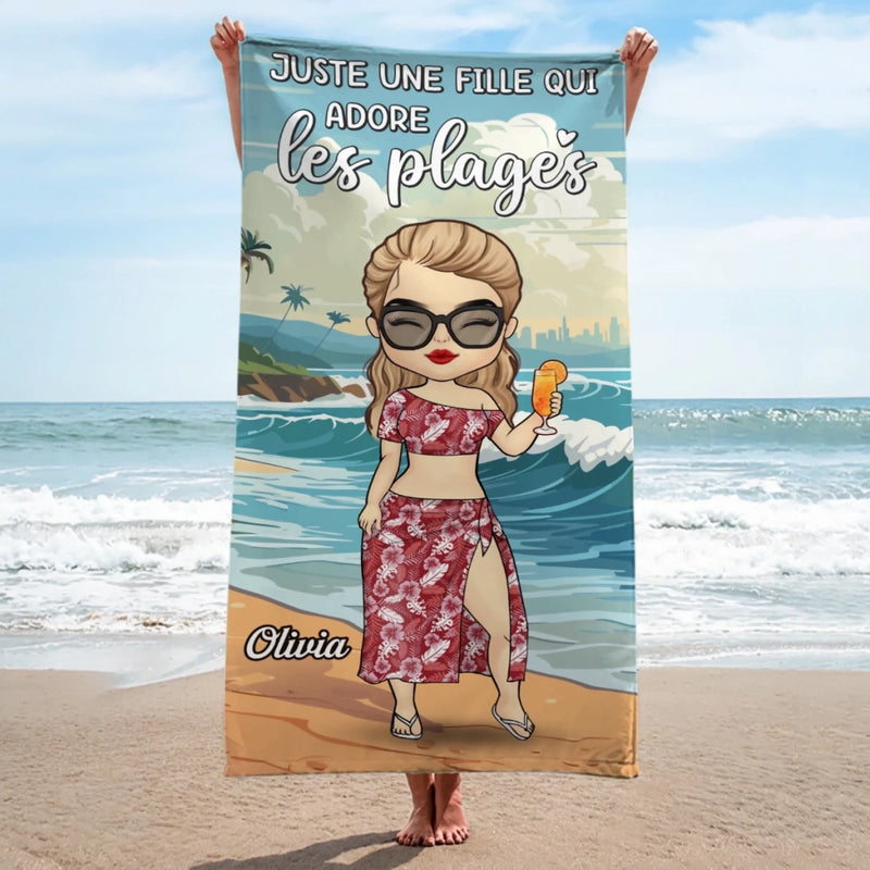 Serviette de Plage Personnalisée – Cadeau pour Amie – La Vie Est Plus Belle En Mer