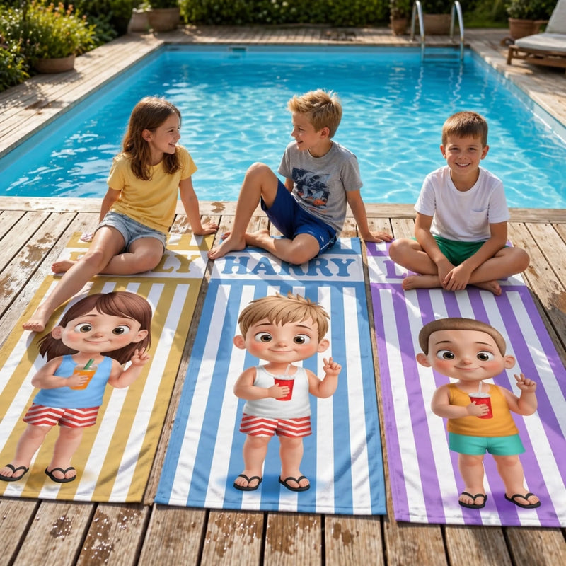 Serviette de Plage Personnalisée – Cadeau pour Famille et Amis – Votre Propre Plage