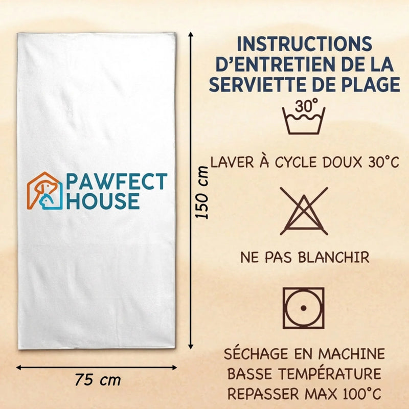 Serviette de Plage Personnalisée – Cadeau pour Toi-même – J'aime Les Fleurs et La Mer