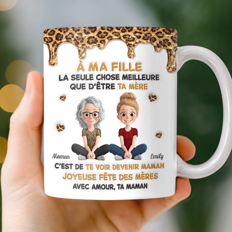 Mug Personnalisé À Effet Imprimé 3D Gonflé –  Cadeau Fête Des Mères pour Fille – Le Choix De Devenir Mère