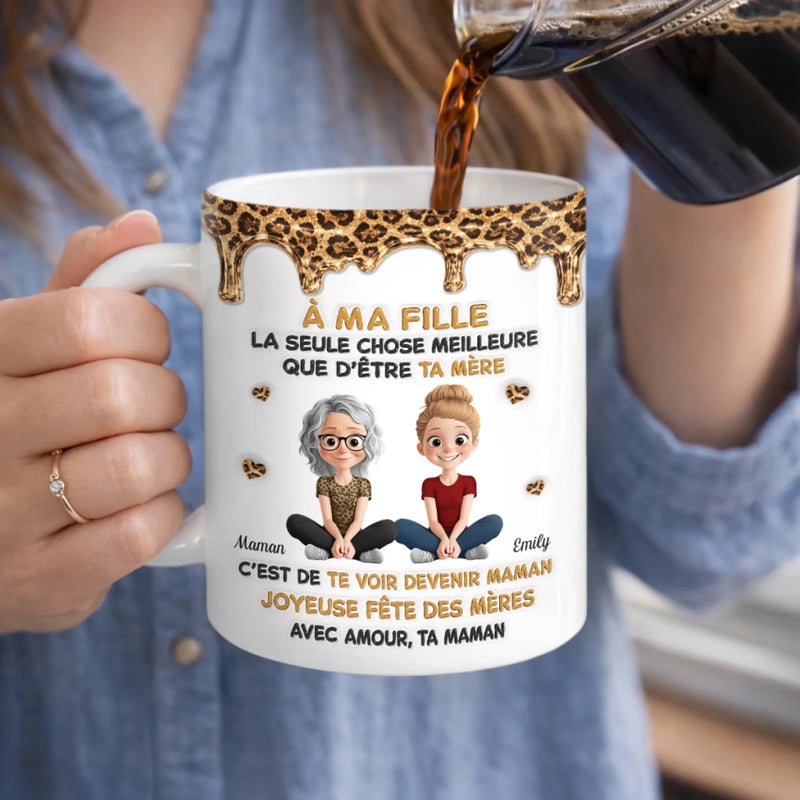 Mug Personnalisé À Effet Imprimé 3D Gonflé –  Cadeau Fête Des Mères pour Fille – Le Choix De Devenir Mère