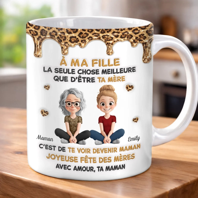 Mug Personnalisé À Effet Imprimé 3D Gonflé –  Cadeau Fête Des Mères pour Fille – Le Choix De Devenir Mère