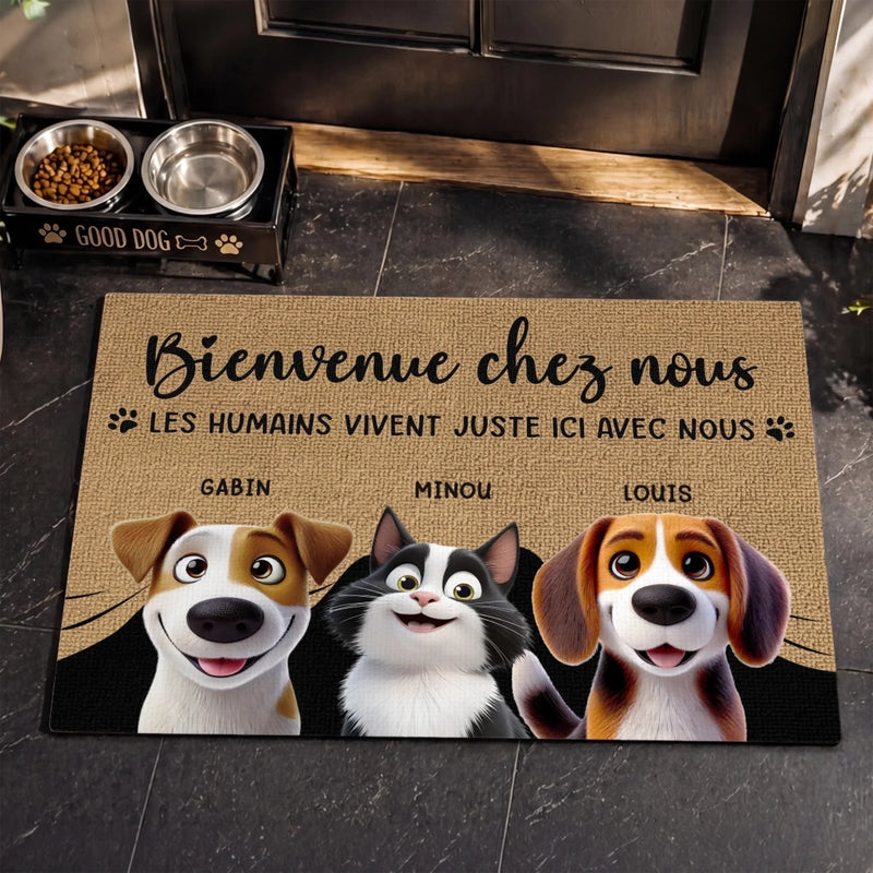 Paillasson Personnalisé – Cadeau Pour Propriétaires D’Animaux, Amoureux des Animaux – Bienvenue Chez Moi