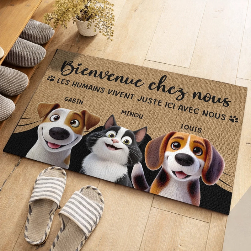 Paillasson Personnalisé – Cadeau Pour Propriétaires D’Animaux, Amoureux des Animaux – Bienvenue Chez Moi