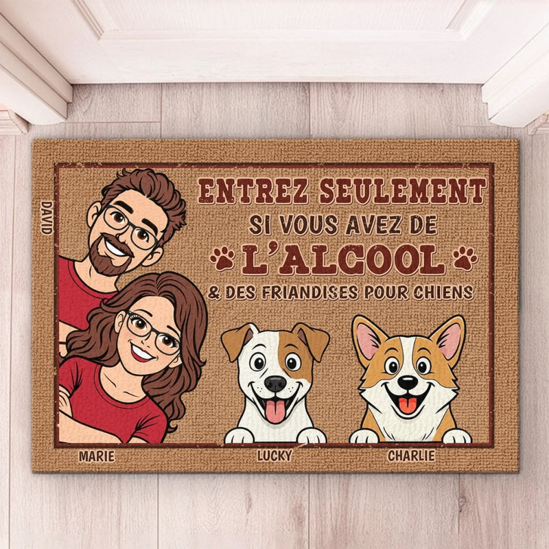 Paillasson Personnalisé – Cadeau Pour Propriétaires D’Animaux, Amoureux des Animaux – Entrée Avec Alcool Seulement