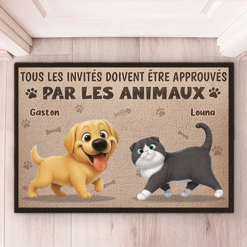 Paillasson Personnalisé – Cadeau Pour Propriétaires D’Animaux, Amoureux des Animaux – L’animal Approuve Les Invités