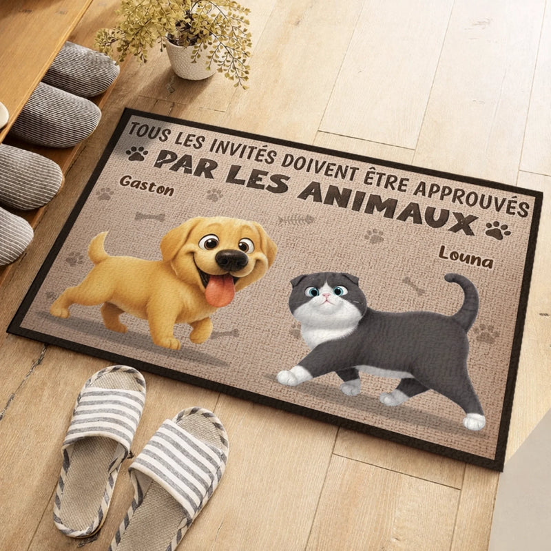 Paillasson Personnalisé – Cadeau Pour Propriétaires D’Animaux, Amoureux des Animaux – L’animal Approuve Les Invités